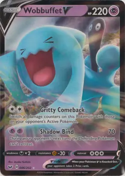 LP Pokemon Wobbuffet V - 086/202 - Ultra Rare Lightly Played Sword & Shield Base - Image 1