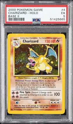 2000 POKEMON GAME BASE II #4 CHARIZARD-HOLO PSA 5 - Image 1