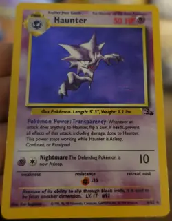 Haunter 6/62 Holo Blue Ink Stain Error Misprint Fossil Pokemon Card LP - Image 2