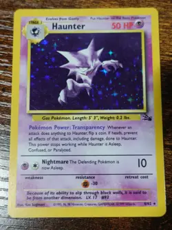 Haunter 6/62 Holo Blue Ink Stain Error Misprint Fossil Pokemon Card LP - Image 3