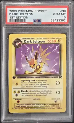 2000 POKEMON ROCKET 1ST EDITION #38 DARK JOLTEON PSA 10 - Image 1