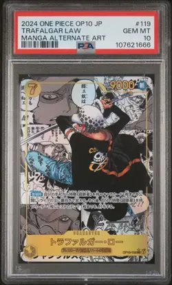 2024 One Piece Japanese OP10 Manga Alternate Art #119 Trafalgar Law PSA 10 - Image 1