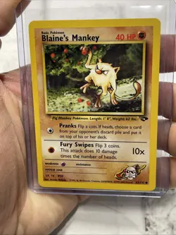 Pokemon Blaine's Mankey - WOTC Gym Challenge Common 63/132 Unlimited NM Card Vtg - Image 1