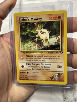 Pokemon Blaine's Mankey - WOTC Gym Challenge Common 63/132 Unlimited NM Card Vtg - Image 2