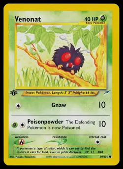 Pokemon Card Neo Destiny Venonat 90/105 Common 1st Edition - Image 1