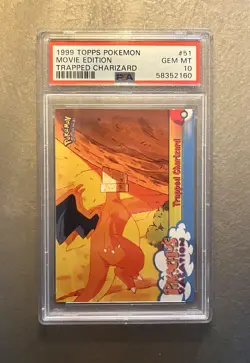 1999 TOPPS POKEMON THE MOVIE EDITION TRAPPED CHARIZARD #51 MOVIE EDITION PSA 10 - Image 1