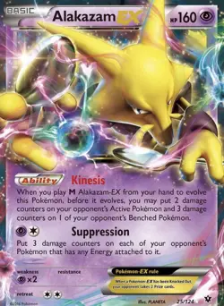 Pokemon TCG Alakazam EX 25/124 Fates Collide Holo Ultra Rare 2016 - Image 1