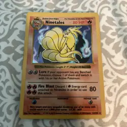 Ninetales 12/102 Holo Rare Base Set Shadowless Pokemon Card 1999 LP - Image 2