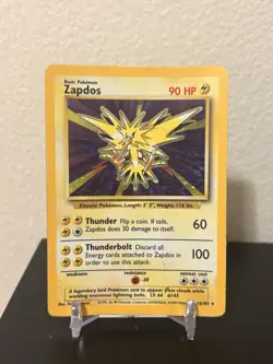 Pokemon TCG Zapdos Base Set Holo Rare 16/102 90 HP English Wizards 1999 Basic - Image 1
