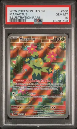 2025 POKEMON JTG EN-JOURNEY TOGETHER ILLUSTRATION RARE #160 MARACTUS PSA 10 - Image 1