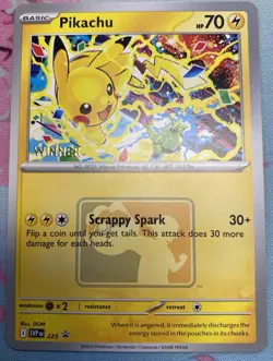 Winner Pikachu Promo 2025 World Championships EN 225 Pokemon Card Worlds NM - Image 1
