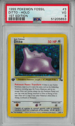 Pokemon PSA 3 Ditto Fossil 1st Edition #3 POP 14 - Image 1