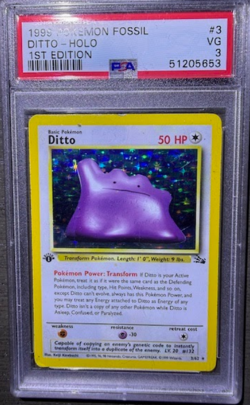Pokemon PSA 3 Ditto Fossil 1st Edition #3 POP 14 - Image 2