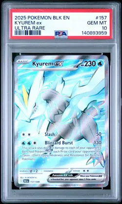 2025 POKEMON BLK EN-BLACK BOLT ULTRA RARE #157 KYUREM EX PSA 10 - Image 1
