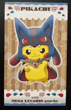 Poncho Pikachu Mega Lucario Business Card Mega Campaign Japanese Pokemon 2015 - Image 1