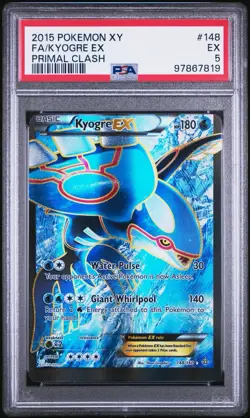 OC Pokemon 2015 XY Primal Clash Kyogre EX 148/160 PSA 5 (VERY OFF CENTER) - Image 3