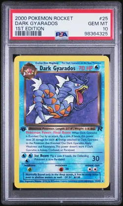 2000 POKEMON ROCKET 1ST EDITION #25 DARK GYARADOS PSA 10 - Image 1