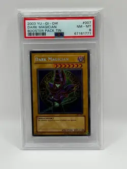2003 YU-GI-OH! BOOSTER TIN #007 DARK MAGICIAN PSA 8 NM-MT - Image 1