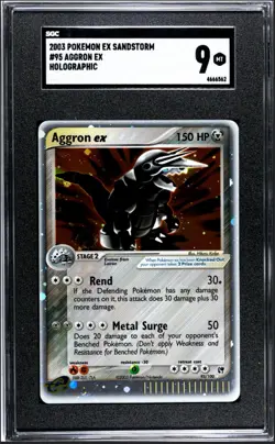 SGC 9 MINT Aggron ex 95/100 Sandstorm Holo Rare 2003 Pokemon Card - Image 1