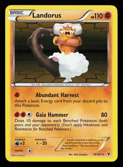Landorus 74/101 Holo Rare Noble Victories Pokemon Card - Image 1