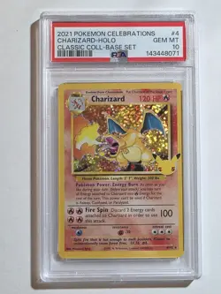 PSA 10 Charizard Celebrations Classic 4/102 Holo Base Set Pokemon Card 2021 - Image 1