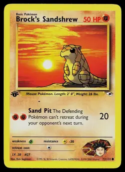 Pokemon Card - Brock's Sandshrew 1st Edition Gym Heroes 72/132 Common - Image 1