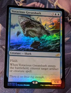 MTG * FOIL * Ikoria Lair of Behemoths Rare VORACIOUS GREATSHARK NM - Image 1