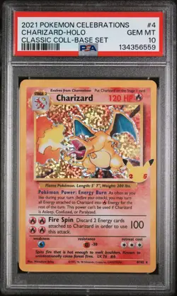 2021 Pokemon Celebrations Charizard Holo Classic Collection Base Set PSA 10 - Image 1