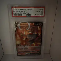 2020 POKEMON SWSH # 008 INCINEROAR V PSA 10 GEM MT CHAMPION'S PATH - Image 2
