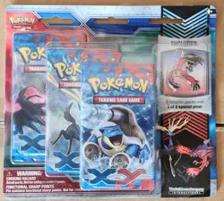 POKEMON XY BASE 3-PACK BLISTER WITH 3 BOOSTER PACKS AND YVELTAL PIN - Image 1