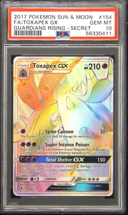 2017 POKEMON SUN & MOON GUARDIANS RISING SECRET #154 FULL ART/TOXAPEX GX PSA 10 - Image 1