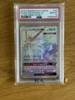 Pokemon Dusk Mane Necrozma GX 163/156 Ultra Prism Secret Rare PSA 10 - Image 1