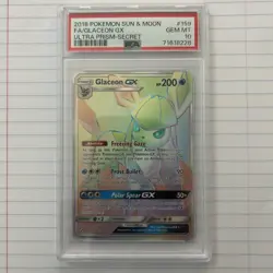 PSA 10 Pokemon Glaceon GX 159/156 Ultra Prism Secret 2018 Gent Mint - Image 1