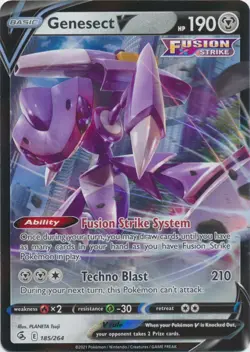 Holo Genesect V 185/264 Ultra Rare Fusion Strike Pokemon TCG - Image 1