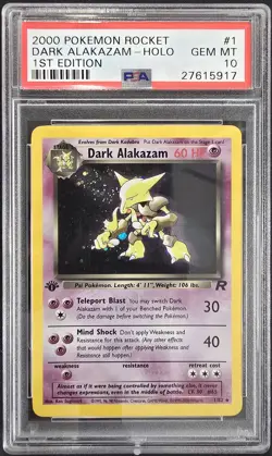 2000 POKEMON ROCKET 1ST EDITION #1 DARK ALAKAZAM HOLO PSA 10 - Image 1