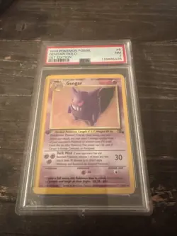 1999 Pokemon Fossil 1st Edition Holo Gengar #5 PSA 7 - Image 1