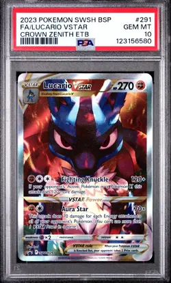 2023 POKEMON SWSH BLACK STAR PROMO #291 FULL ART/LUCARIO VSTAR PSA 10 - Image 1