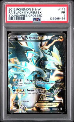 2012 POKEMON B&W BOUNDARIES CROSSED #145 FULL ART/BLACK KYUREM EX PSA 1 - Image 1