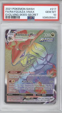 RARE 2021 Pokemon SWSH Evolving Skies Rayquaza Vmax Secret #217 PSA 10 - Image 1