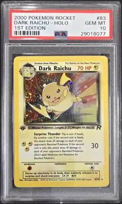 2000 POKEMON ROCKET 1ST EDITION #83 DARK RAICHU HOLO PSA 10 - Image 1