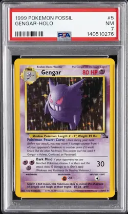 1999 POKEMON FOSSIL #5 GENGAR-HOLO PSA 7 - Image 1