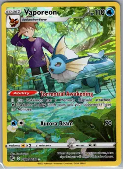 Vaporeon TG02/TG30 SWSH09: Brilliant Stars Trainer Gallery - Pokemon Card - NM - Image 1