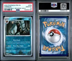 2025 Prismatic Evolutions English PSA 10 Masterball Umbreon Reverse Holo Card - Image 3