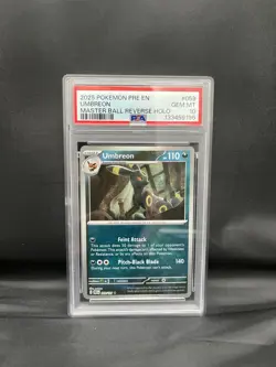 2025 Prismatic Evolutions English PSA 10 Masterball Umbreon Reverse Holo Card - Image 4