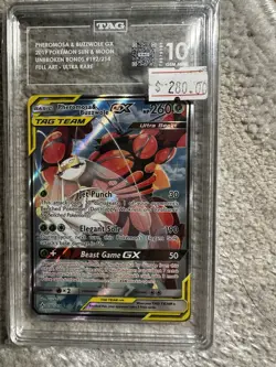 TAG 10 GEM MINT Pheromosa & Buzzwole GX 192/214 Unbroken Bonds Holo Pokemon Card - Image 1