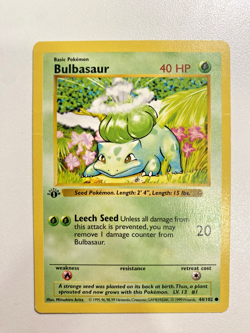 Bulbasaur 44/102 1st Edition Shadowless Base Set Regular MP - Pokemon Card - Image 1