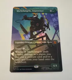 Magic MtG: *Borderless Foil* Michelangelo, Improviser (TMNT), NM - Image 2
