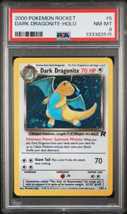 2000 POKEMON ROCKET #5 DARK DRAGONITE-HOLO PSA 8 - Image 1