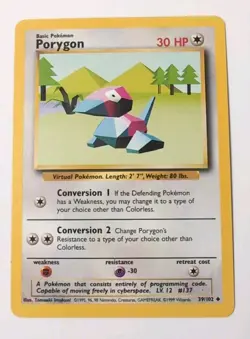 Pokemon TCG Porygon Base Set 39/102 Uncommon Regular 30 HP English 1999 - Image 1