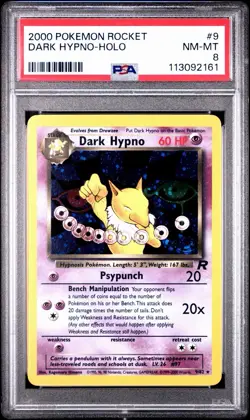 2000 POKEMON ROCKET #9 DARK HYPNO-HOLO PSA NM-MT 8 - Image 1